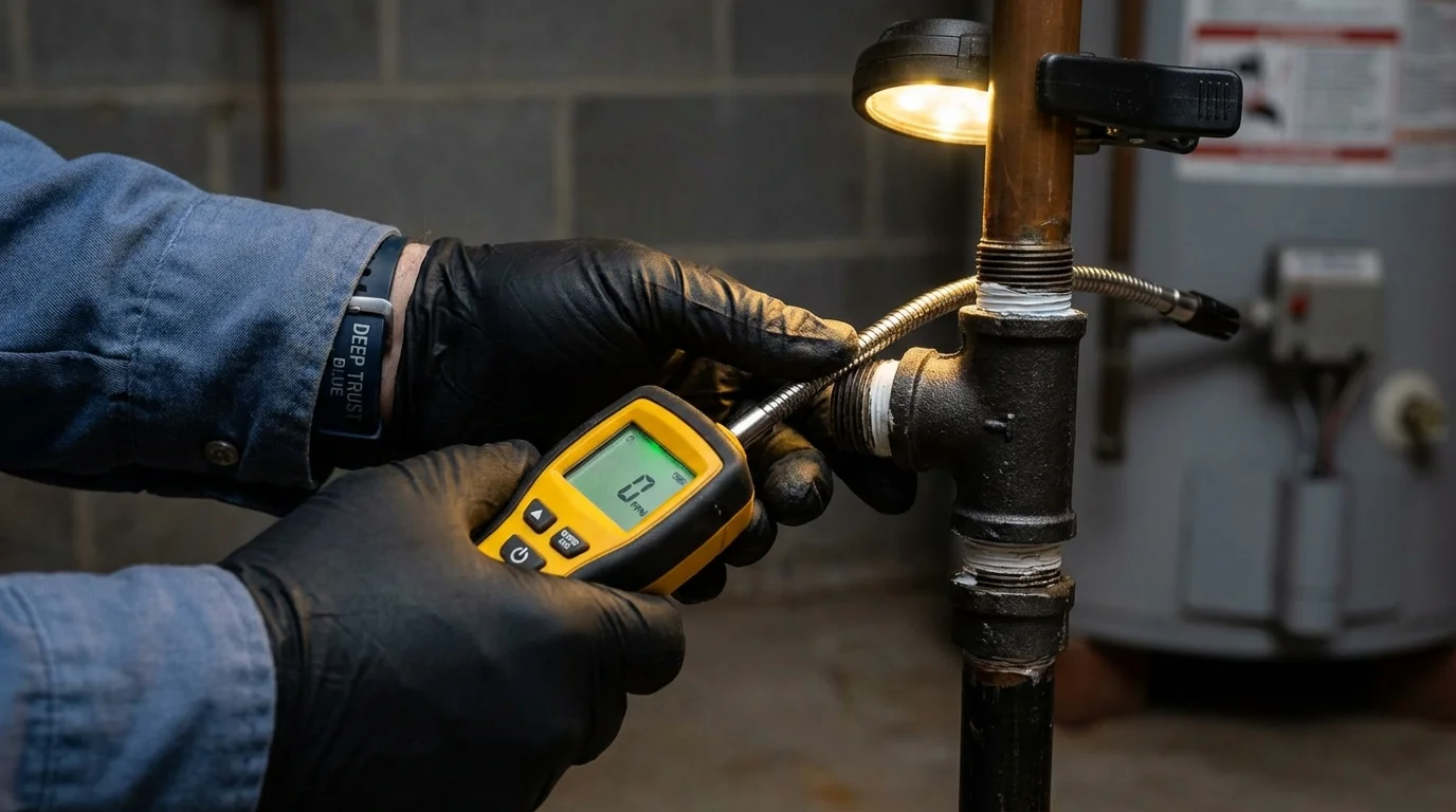 Gas leak detection with electronic sniffer by Johns Plumbing LLC in Coral Springs