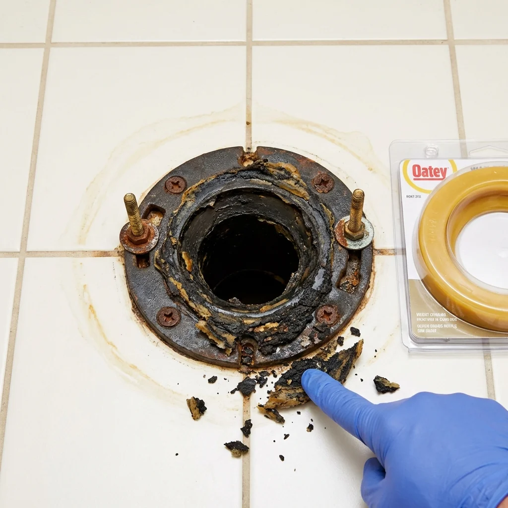 Failed wax ring showing water seepage at the base of a toilet in a Coral Springs, FL home